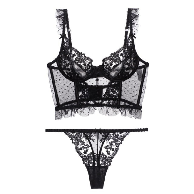 French Lingerie Sexy Women's Underwear Set Push Up Brassiere Lace