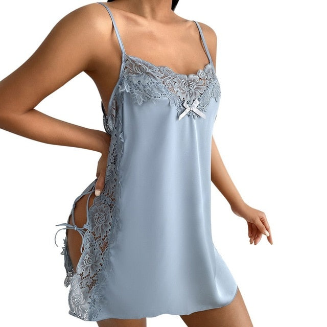 Summer New Women Sexy Pajama Nightgown Erotic Satin